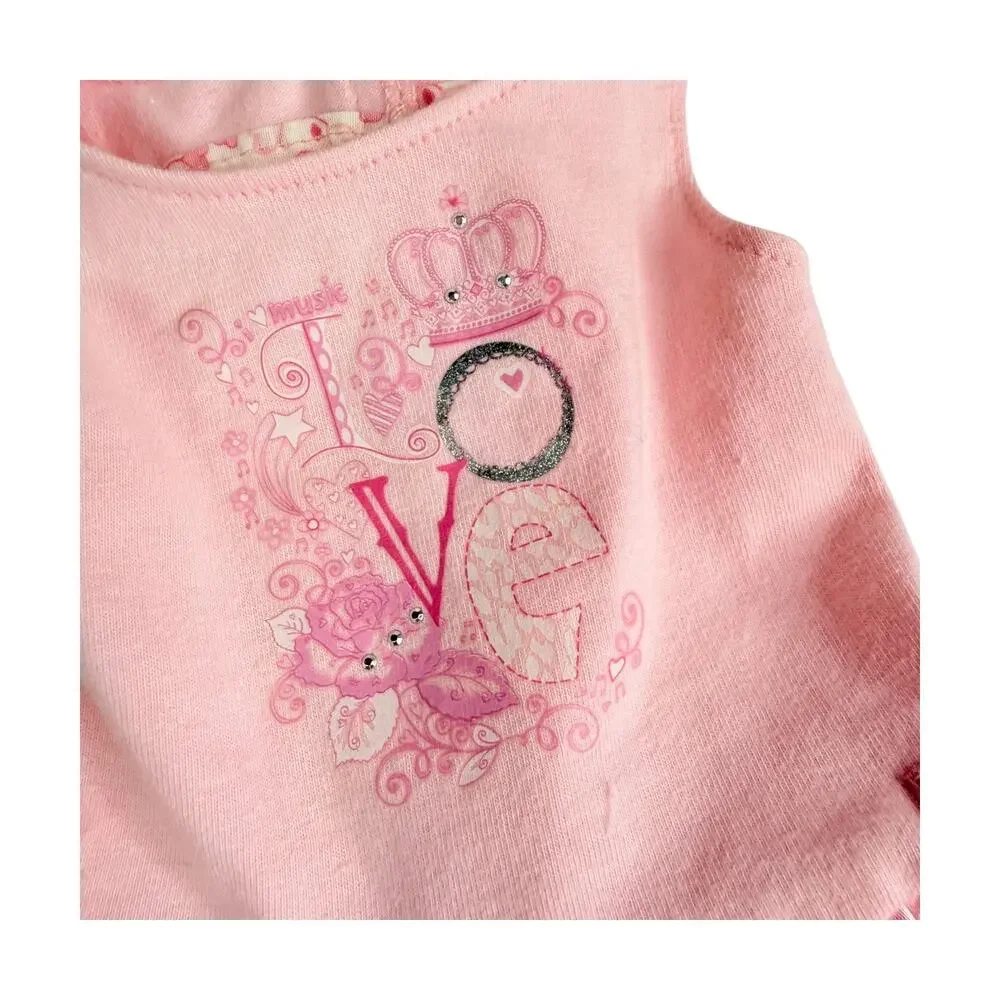 American Girl Pretty Pink Dress Sequin Glitter Stitch Love Ruffle Dress Bow Back